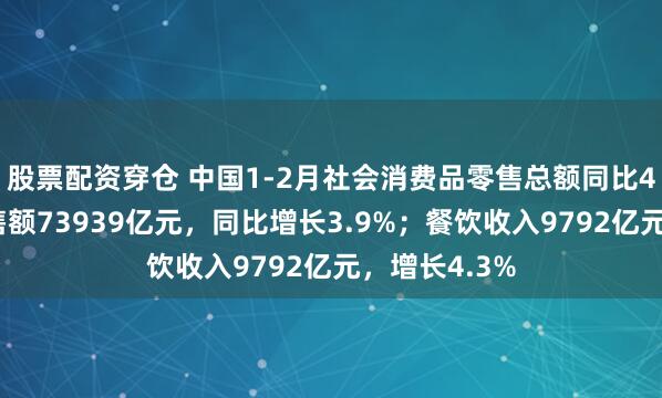 股票配资穿仓 中国1-2月社会消费品零售总额同比4%！商品零售额73939亿元，同比增长3.9%；餐饮收入9792亿元，增长4.3%