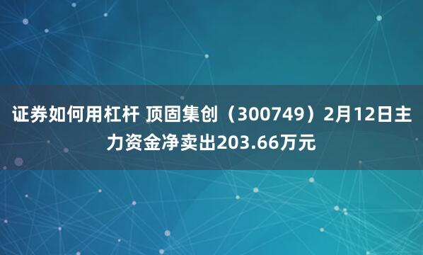 证券如何用杠杆 顶固集创（300749）2月12日主力资金净卖出203.66万元
