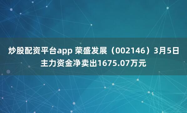 炒股配资平台app 荣盛发展（002146）3月5日主力资金净卖出1675.07万元