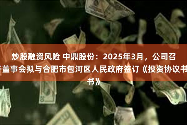 炒股融资风险 中鼎股份：2025年3月，公司召开董事会拟与合肥市包河区人民政府签订《投资协议书》