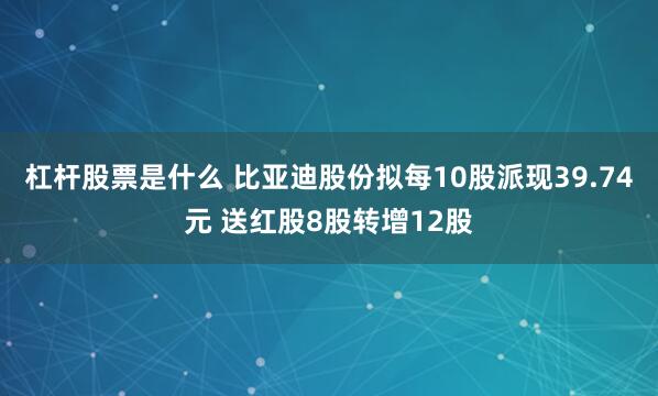 杠杆股票是什么 比亚迪股份拟每10股派现39.74元 送红股8股转增12股