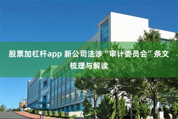 股票加杠杆app 新公司法涉“审计委员会”条文梳理与解读