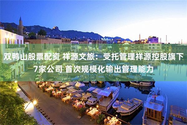 双鸭山股票配资 祥源文旅：受托管理祥源控股旗下7家公司 首次规模化输出管理能力