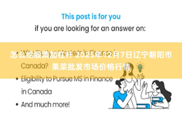 怎么给股票加杠杆 2025年12月7日辽宁朝阳市果菜批发市场价格行情